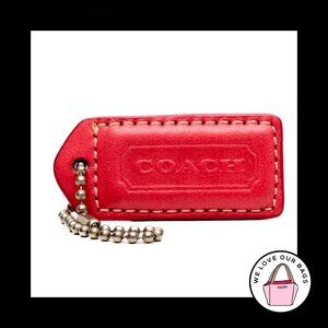 2" Medium VINTAGE COACH Pink Leather Nickel Key Fob Bag Charm Keychain Hang Tag